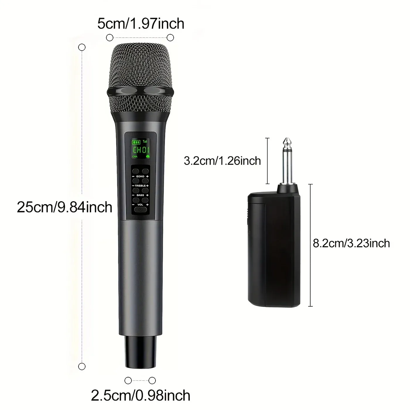 Détail des commandes de réglage du microphone karaoké