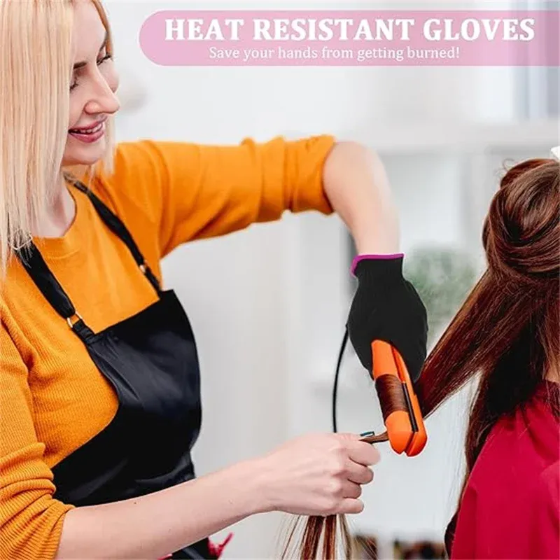 Gants résistants à la chaleur pour coiffure et barbier, réutilisables, compatibles lisseurs et fers à friser 6