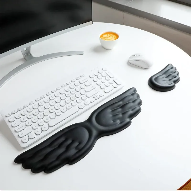 Ensemble clavier et souris ergonomique avec repose-poignets en mousse à mémoire de forme et tapis de souris antidérapant