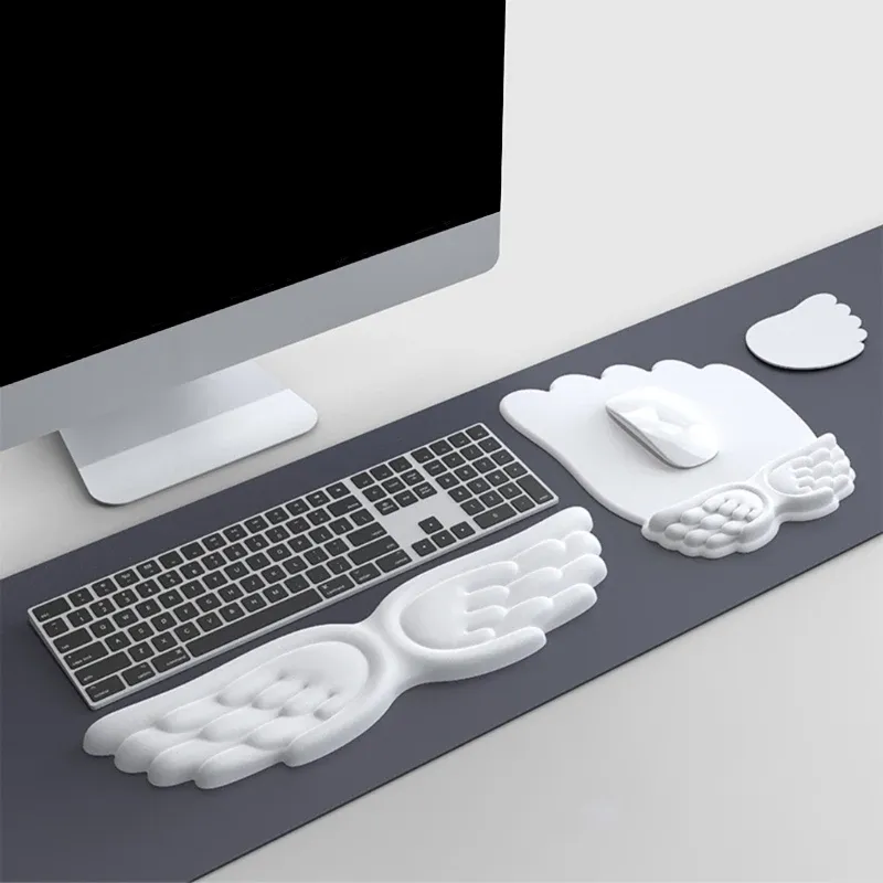 Ensemble clavier et souris ergonomique avec repose-poignets en mousse à mémoire de forme et tapis de souris antidérapant 2
