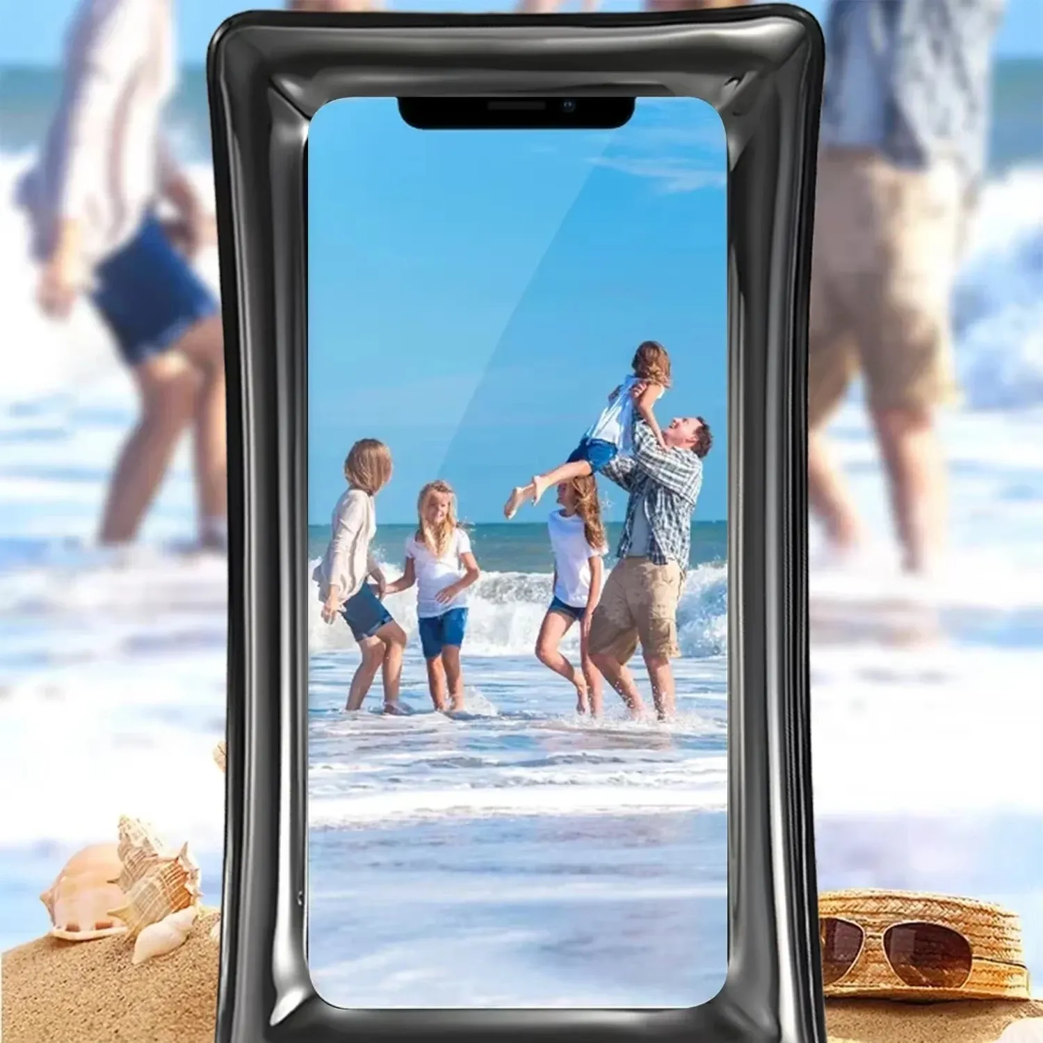 Pochette étanche universelle pour téléphone, compatible écran tactile, avec lanière, idéale pour la plage, la natation et la plongée 3