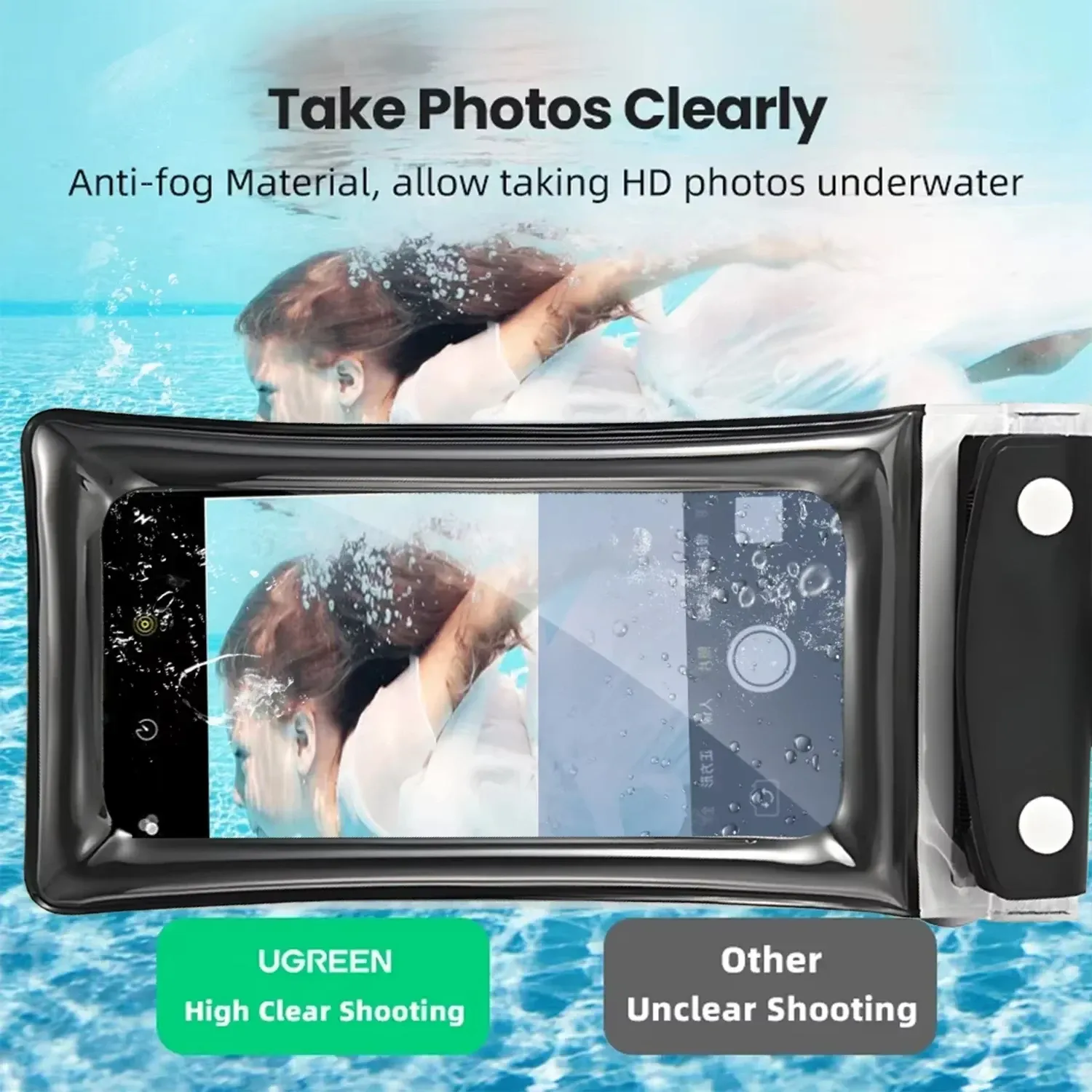 Pochette étanche universelle pour téléphone, compatible écran tactile, avec lanière, idéale pour la plage, la natation et la plongée 5