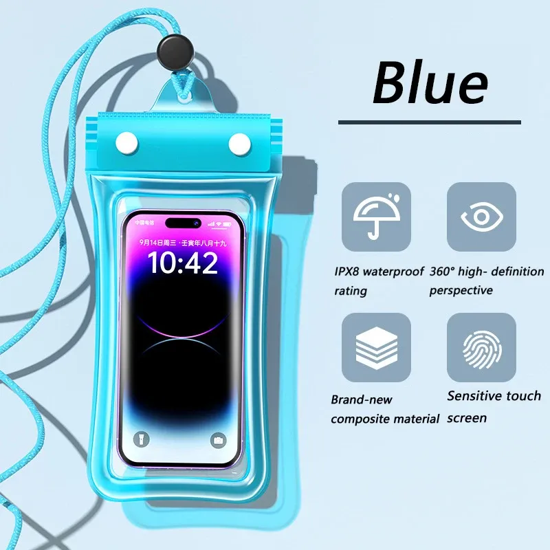 Pochette étanche universelle pour téléphone, compatible écran tactile, avec lanière, idéale pour la plage, la natation et la plongée 11