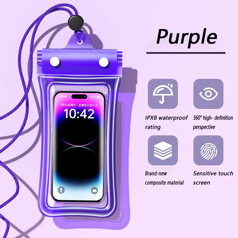 Pochette étanche universelle pour téléphone, compatible écran tactile, avec lanière, idéale pour la plage, la natation et la plongée 7