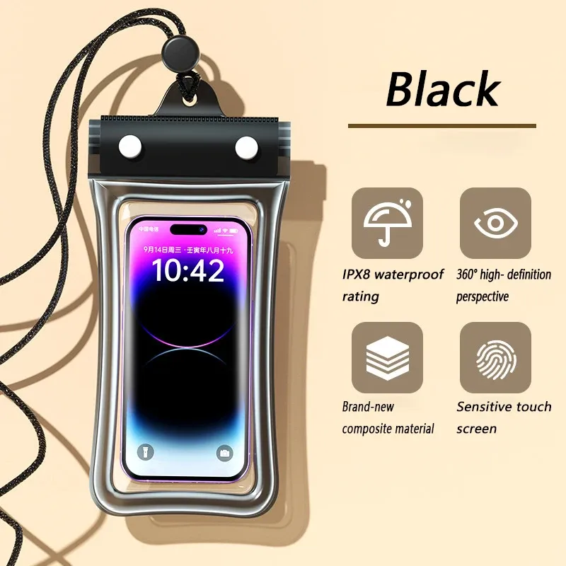 Pochette étanche universelle pour téléphone, compatible écran tactile, avec lanière, idéale pour la plage, la natation et la plongée 9