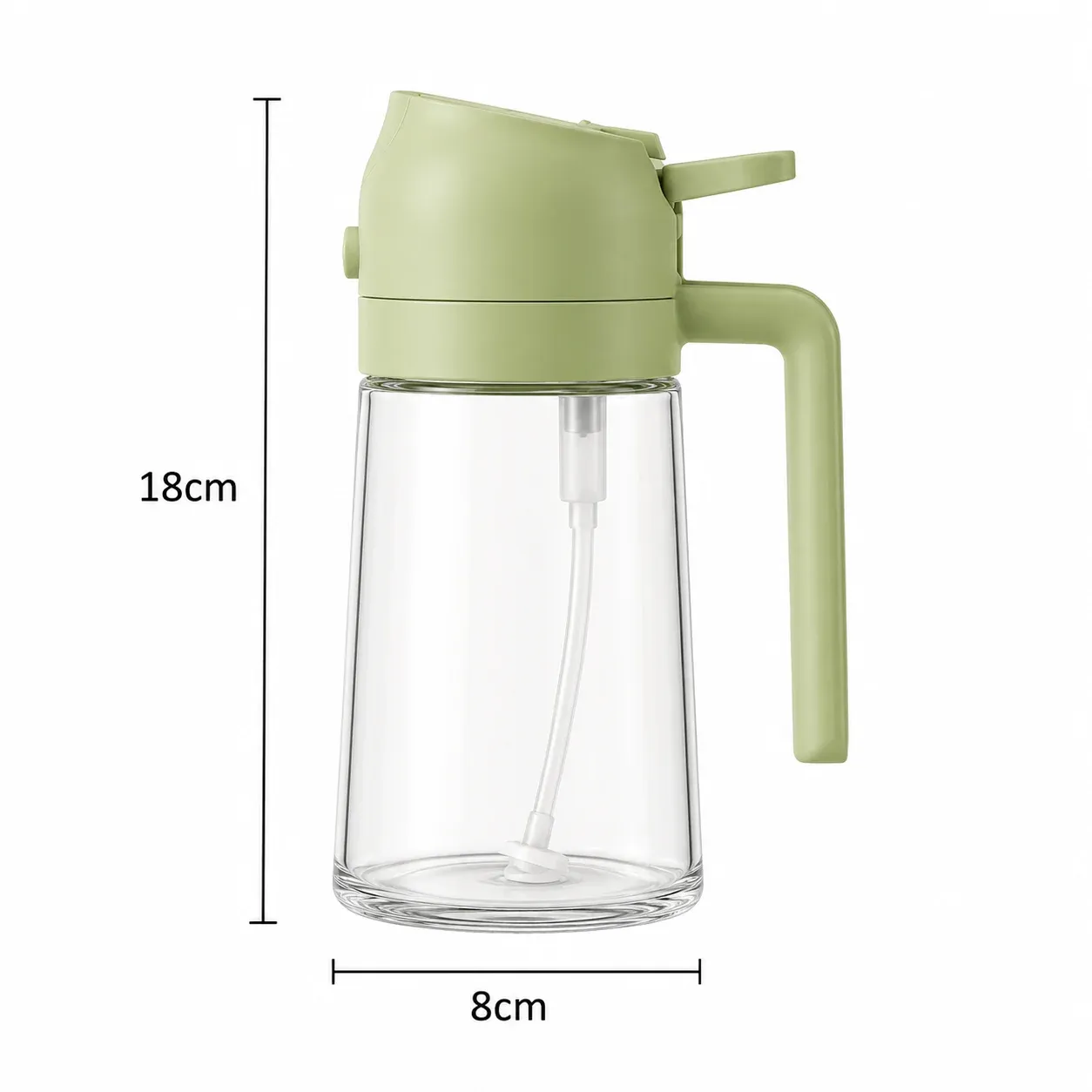 Pulvérisateur et distributeur d'huile d'olive 2-en-1 en verre, 470 ml – Bouteille anti-fuite pour la cuisson et les salades 2