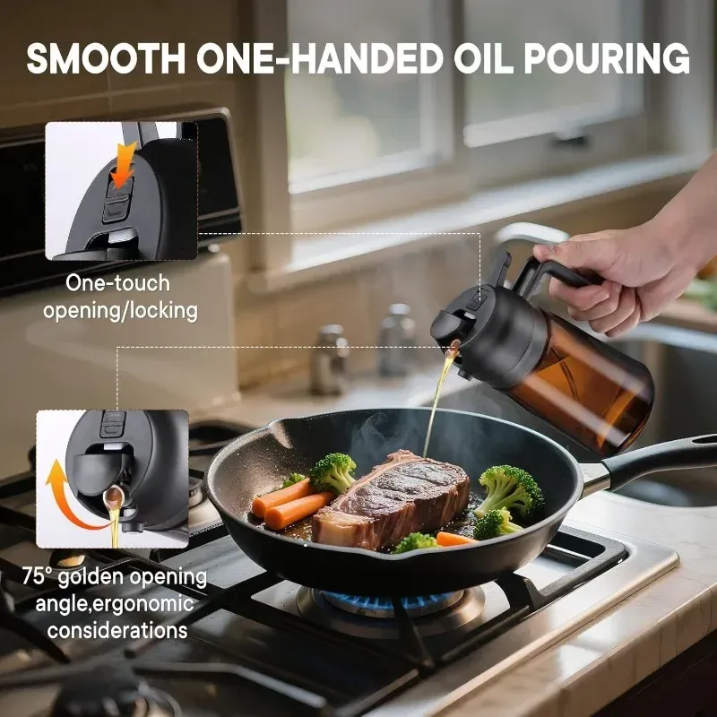 Distributeur d'huile en utilisation en cuisine