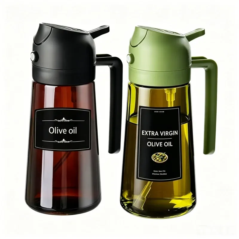 Pulvérisateur et distributeur d'huile d'olive 2-en-1 en verre, 470 ml – Bouteille anti-fuite pour la cuisson et les salades 9