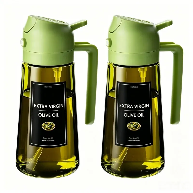Pulvérisateur et distributeur d'huile d'olive 2-en-1 en verre, 470 ml – Bouteille anti-fuite pour la cuisson et les salades 7