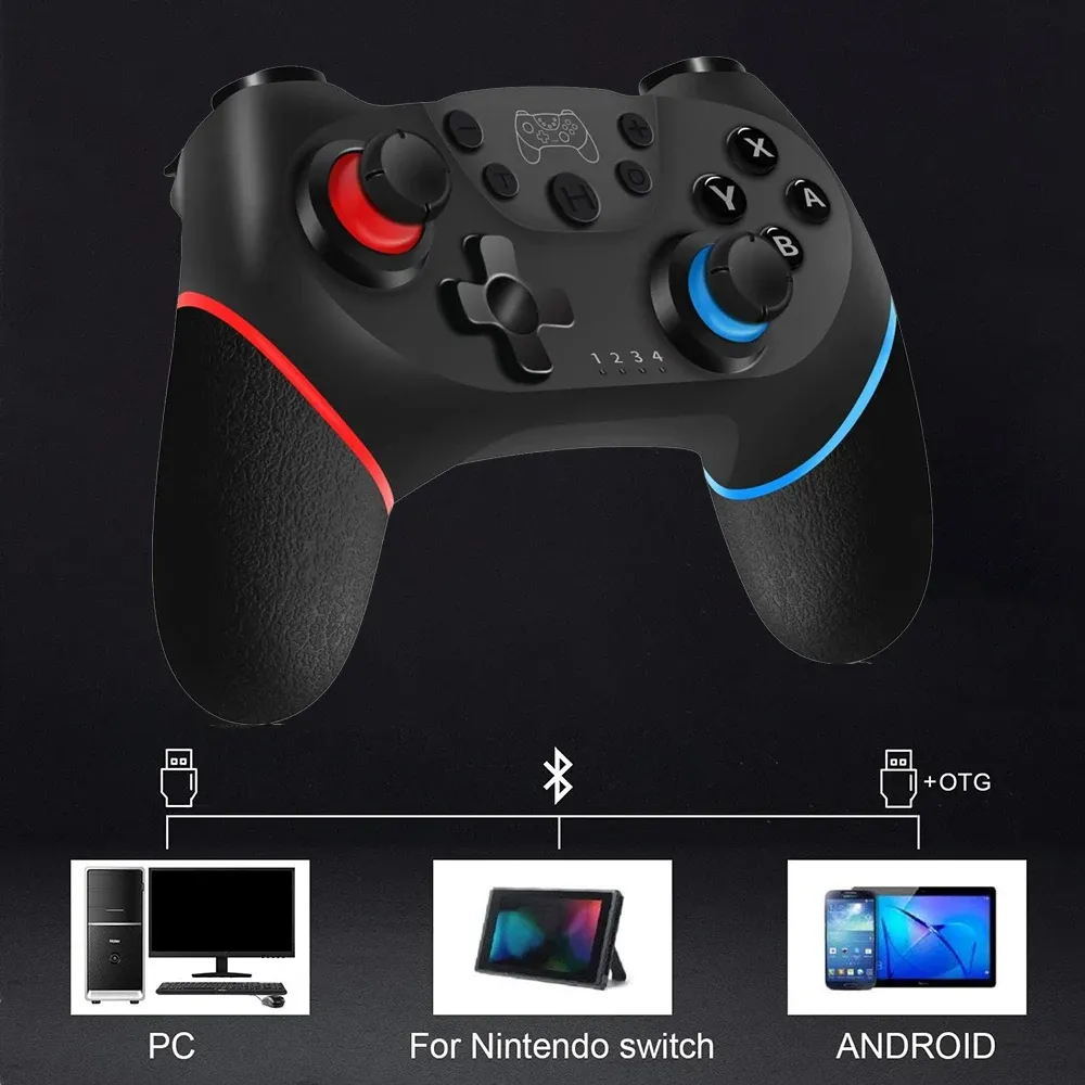 Manette de jeu sans fil Bluetooth pour console Switch OLED, Switch et Switch Lite, compatible Android et PC, à 6 axes 2
