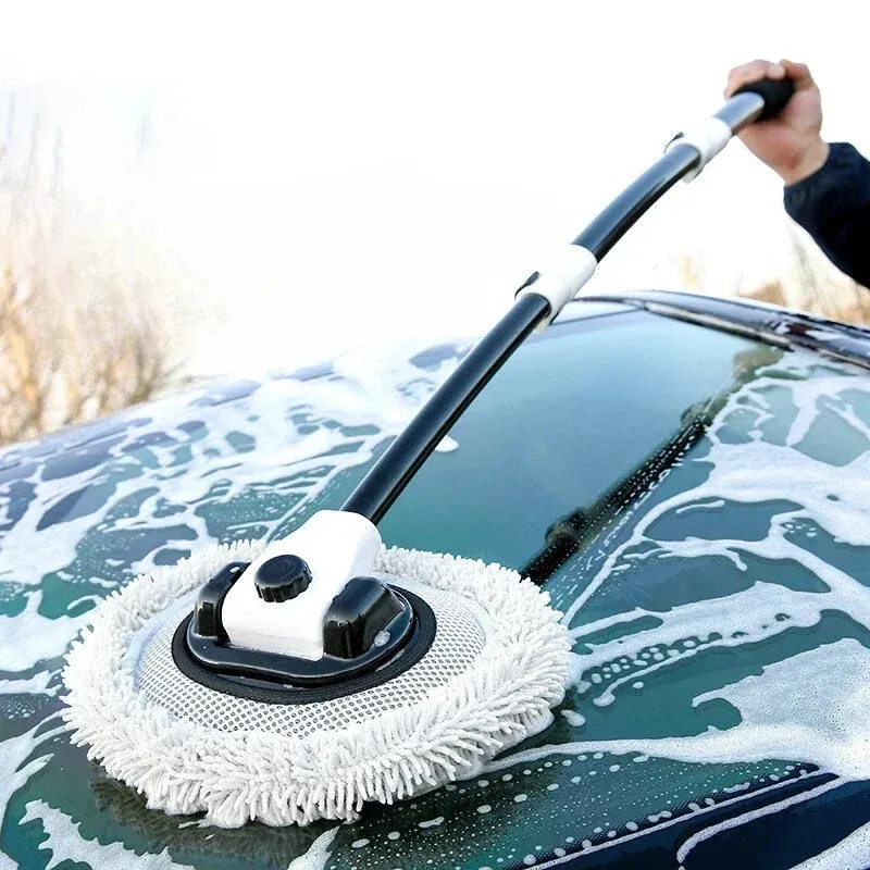 Brosse de lavage télescopique pour voiture à long manche, en chenille douce 1