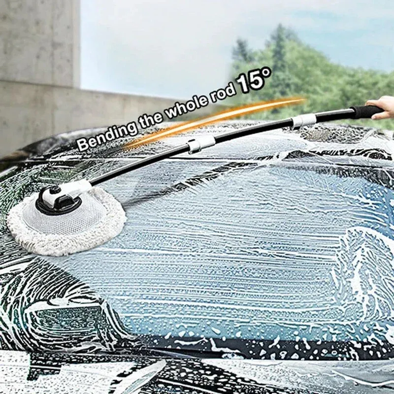 Brosse de lavage télescopique pour voiture à long manche, en chenille douce 2