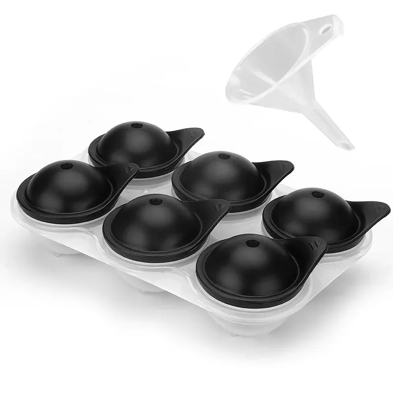 Grand moule à glaçons en silicone avec couvercle, machine à boules de glace, moule sphérique rond pour whisky, cocktails et bourbon 9