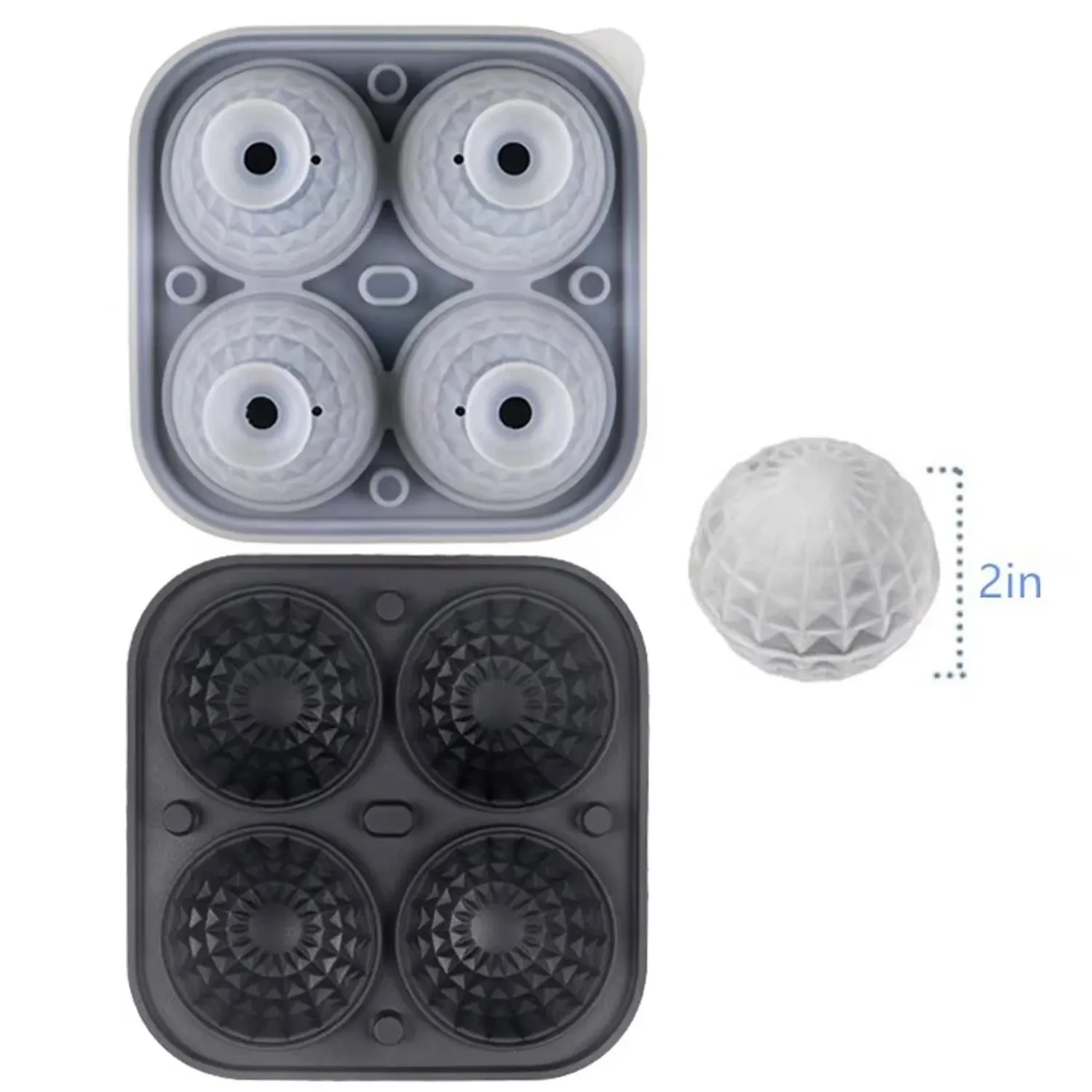 Grand moule à glaçons en silicone avec couvercle, machine à boules de glace, moule sphérique rond pour whisky, cocktails et bourbon 7
