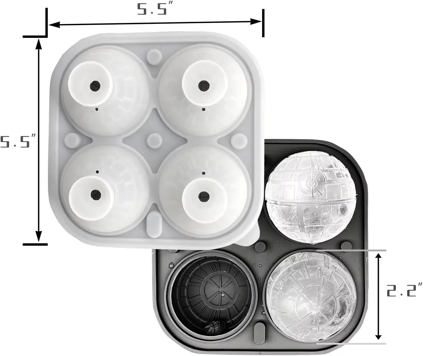 Grand moule à glaçons en silicone avec couvercle, machine à boules de glace, moule sphérique rond pour whisky, cocktails et bourbon 8