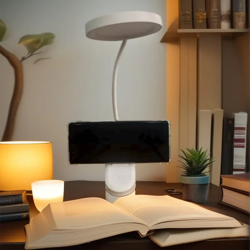 Lampe de bureau à pince rechargeable par USB, 3 températures de couleur et intensité variable, lampe de lecture LED pour bureau et chambre à coucher 5