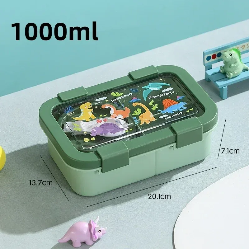 Boîte à déjeuner à motifs dessins animés 1000/1350 ml avec bol à soupe, boîte Bento à anse portable, hermétique et étanche 14