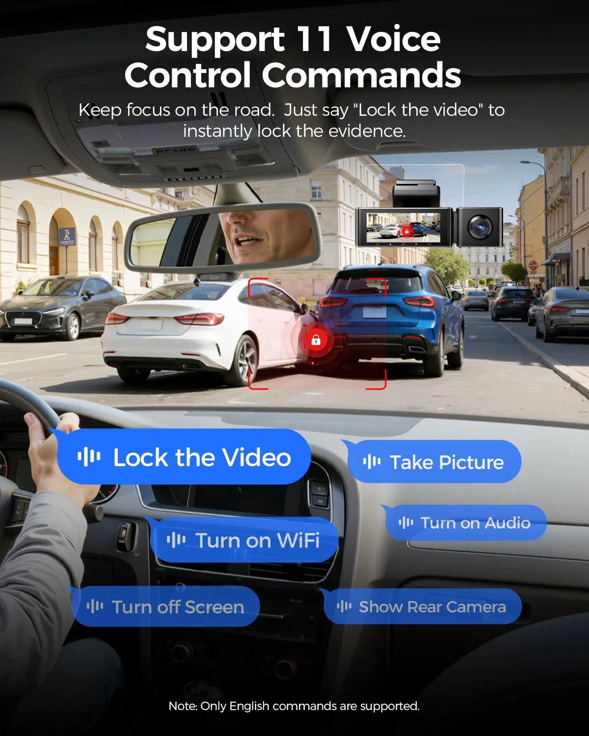 AZDOME M550 Pro Dashcam 4K avant, Wi-Fi 5.8 GHz, GPS, capteur G, vision nocturne IR, surveillance de stationnement 4