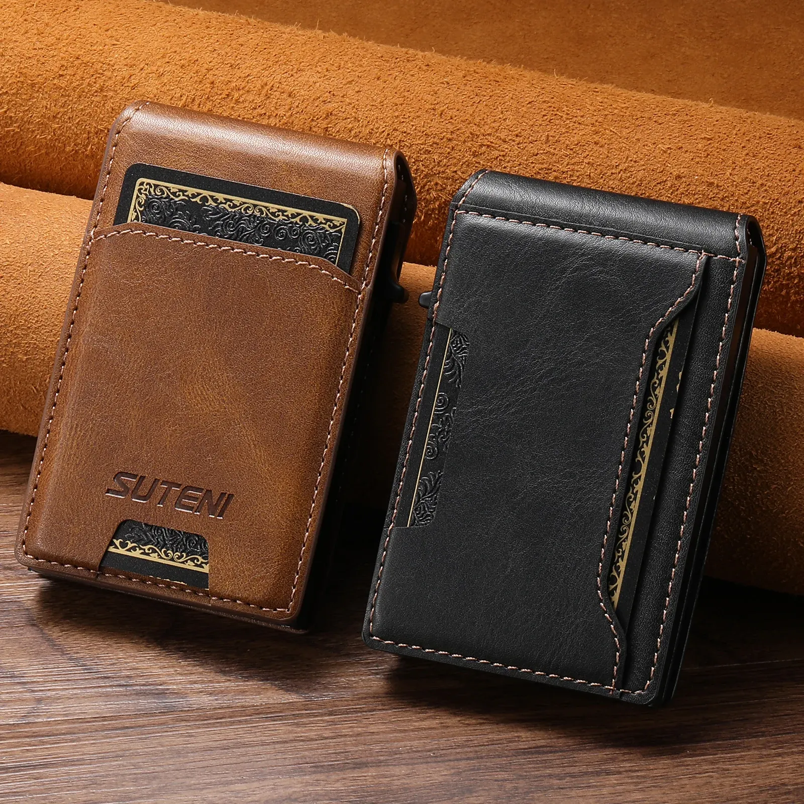 Portefeuille en cuir PU SUTENI pour hommes, vue de détail