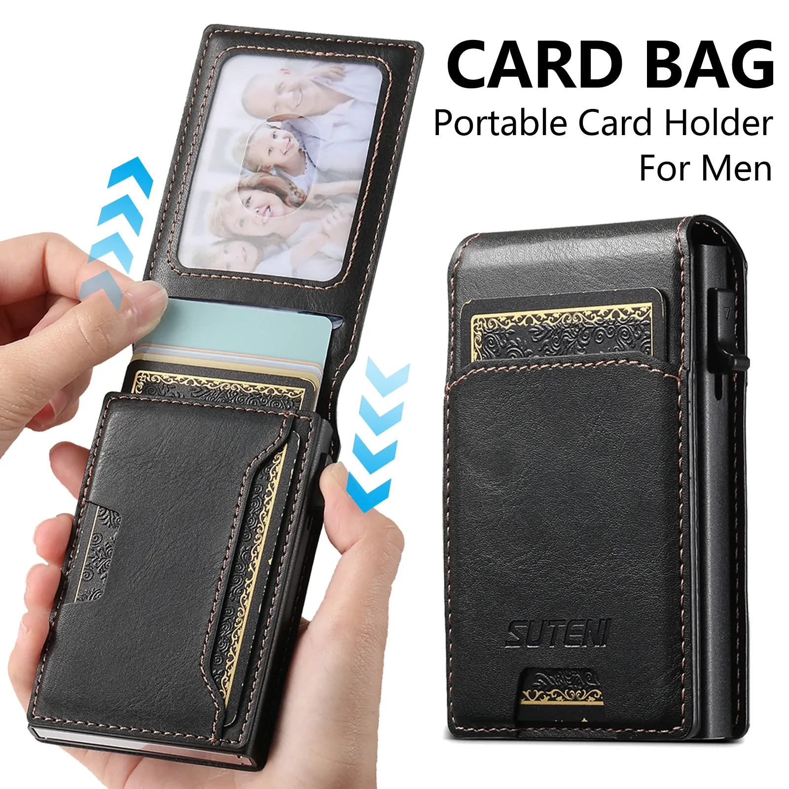 Portefeuille en cuir PU SUTENI, emplacement pour cartes