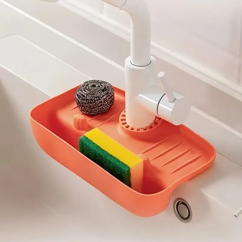 Égouttoir en silicone pour évier, tampon de collecte d'eau T1, chiffon éponge, acier, gadget en laine, boîte de rangement 2