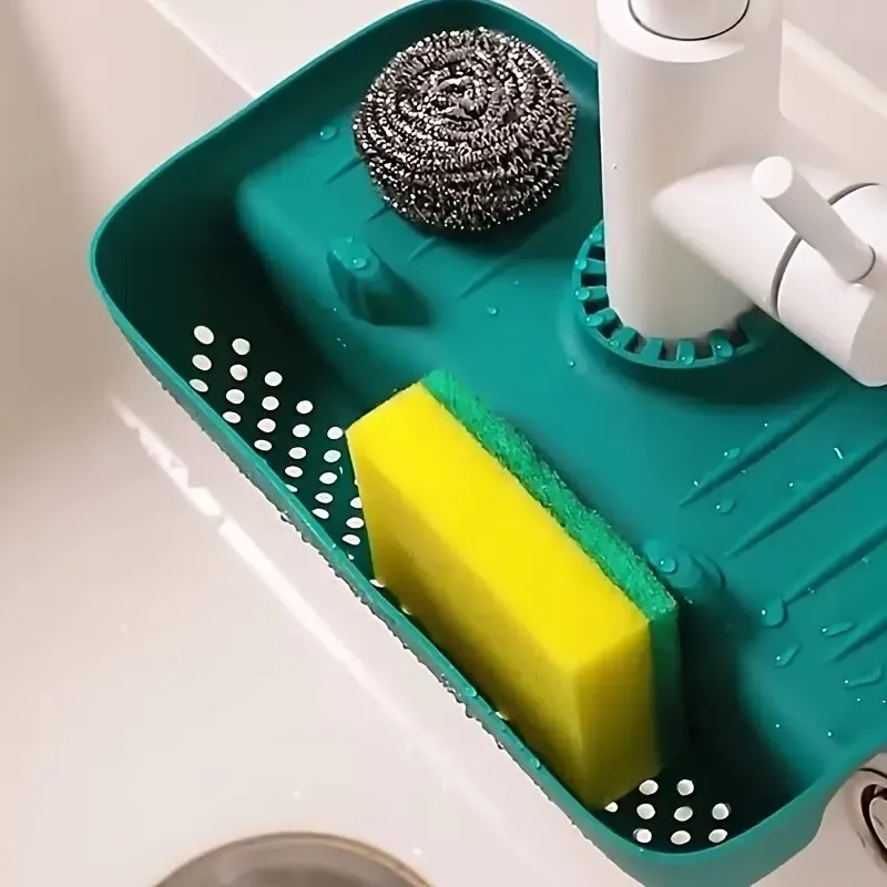 Égouttoir en silicone pour évier, tampon de collecte d'eau T1, chiffon éponge, acier, gadget en laine, boîte de rangement 4