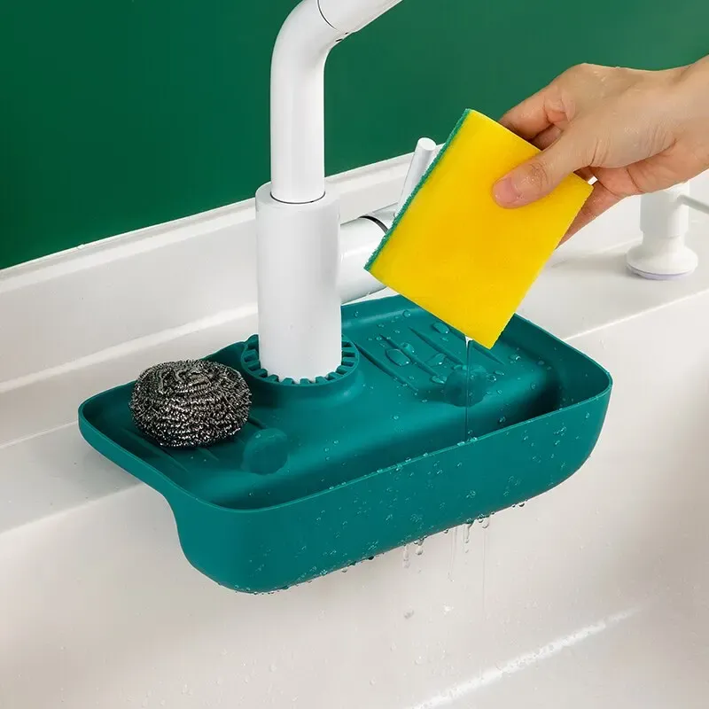 Égouttoir en silicone pour évier, tampon de collecte d'eau T1, chiffon éponge, acier, gadget en laine, boîte de rangement 5