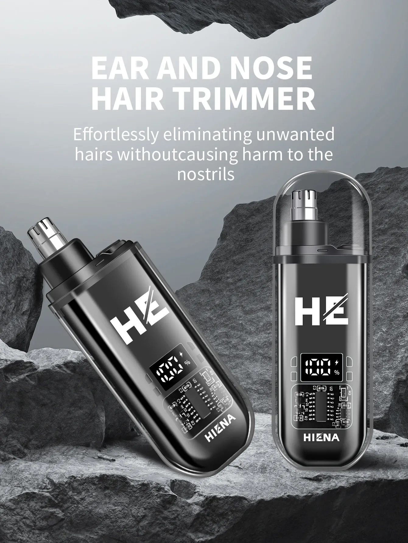 Tondeuse électrique pour le nez, détail de la tête de coupe