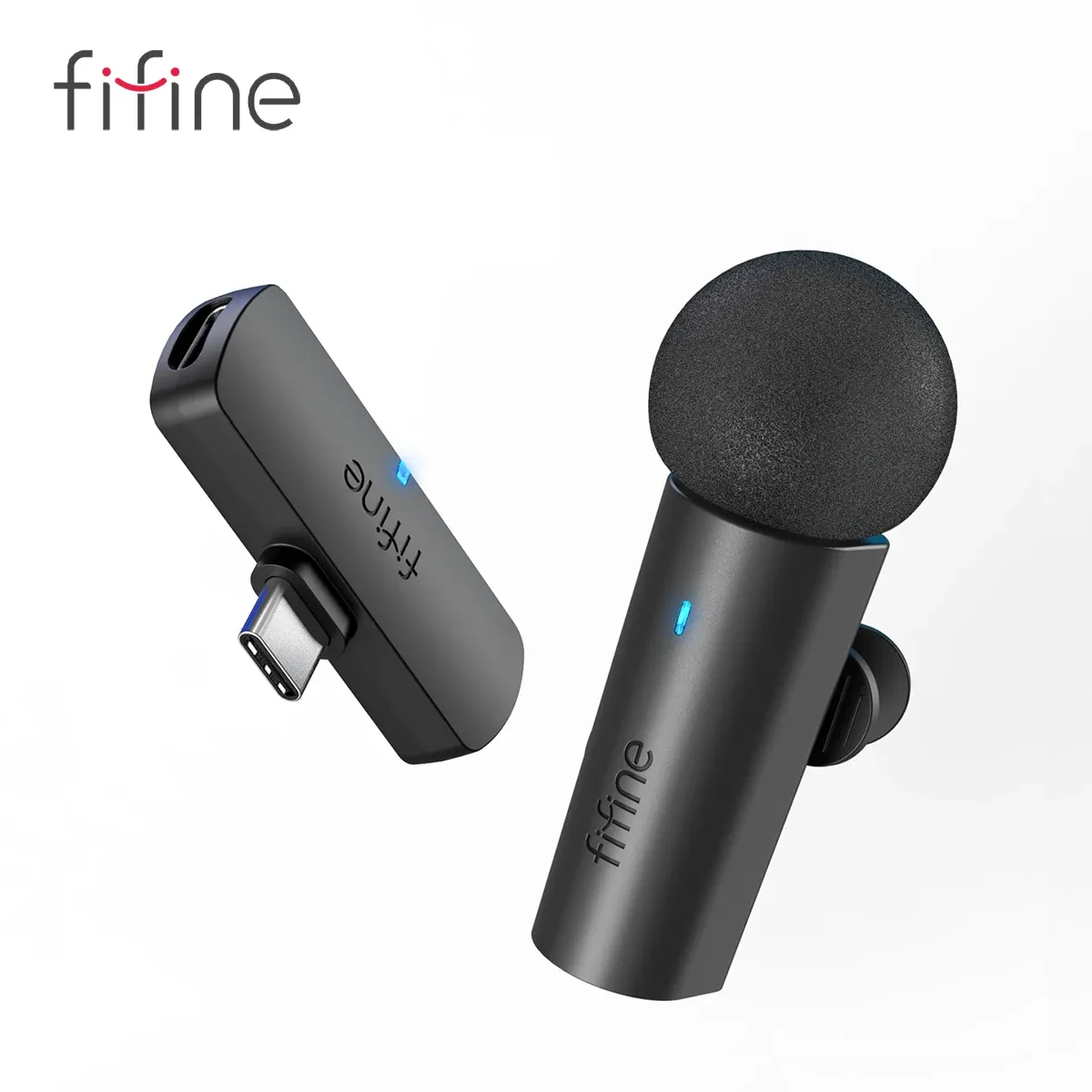 Microphone cravate sans fil FIFINE M6 à connecteur USB-C pour smartphone, tablette et ordinateur portable, pour streaming, vlogs et interviews