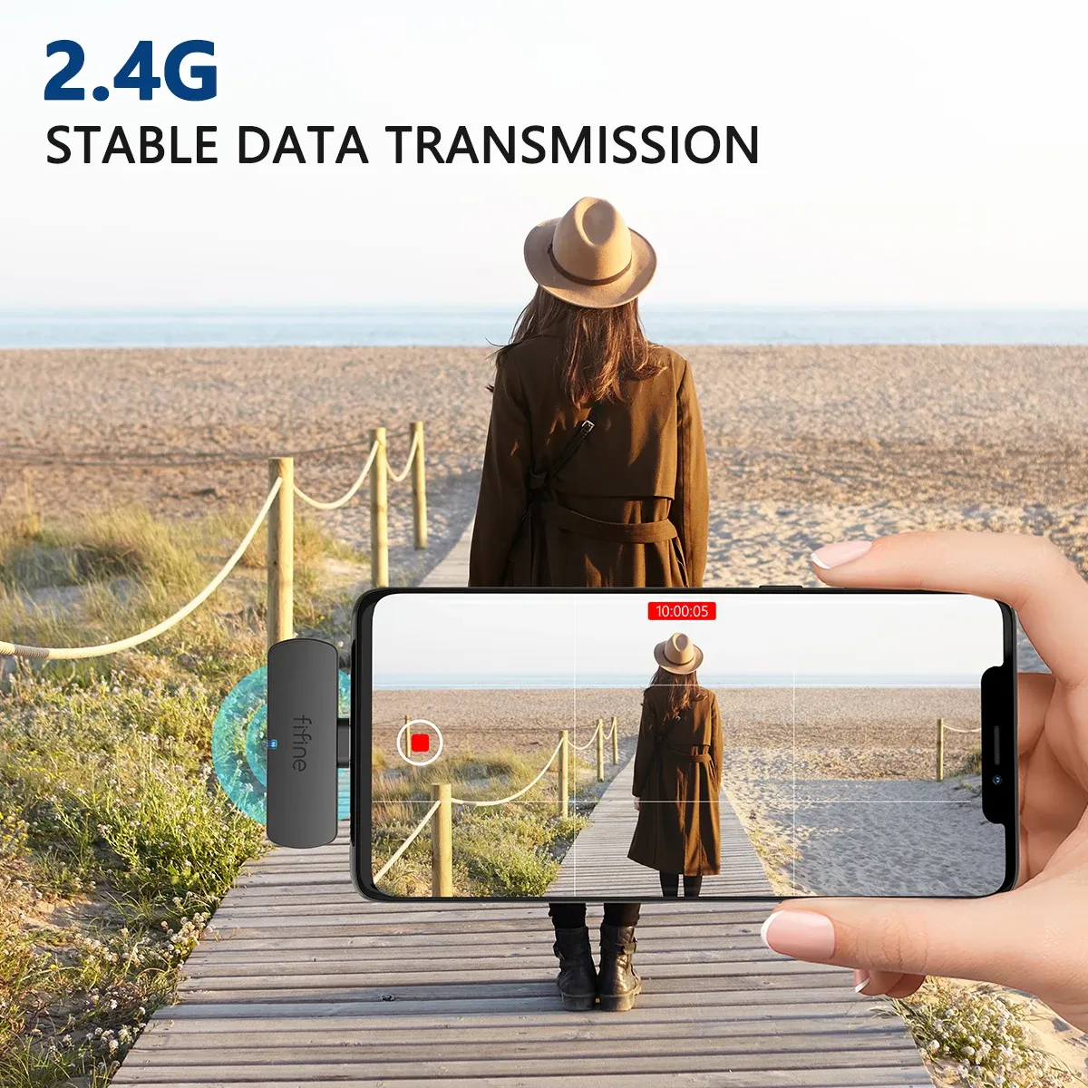 Microphone cravate sans fil FIFINE M6 à connecteur USB-C pour smartphone, tablette et ordinateur portable, pour streaming, vlogs et interviews 5