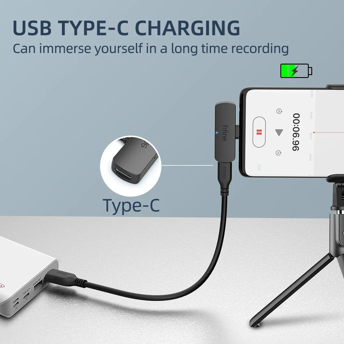 Microphone cravate sans fil FIFINE M6 à connecteur USB-C pour smartphone, tablette et ordinateur portable, pour streaming, vlogs et interviews 6