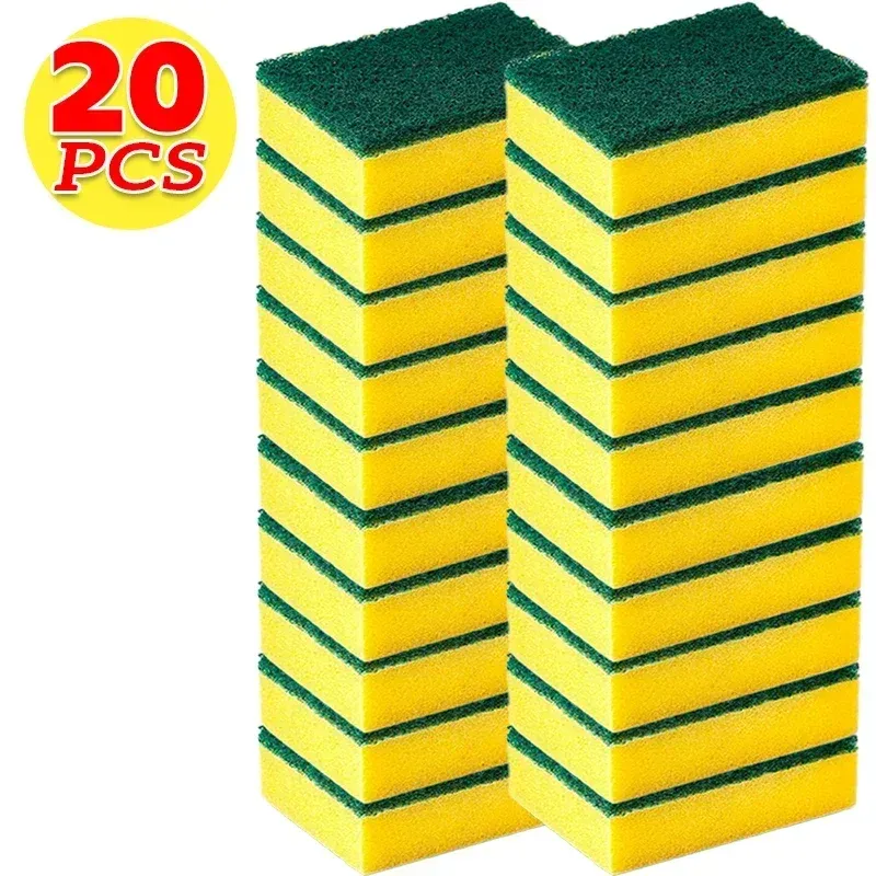 Éponges magiques réutilisables double face, lot de 30 + 5 pièces, pour la cuisine, casseroles et vaisselle, tampons à récurer et brosse de nettoyage 10