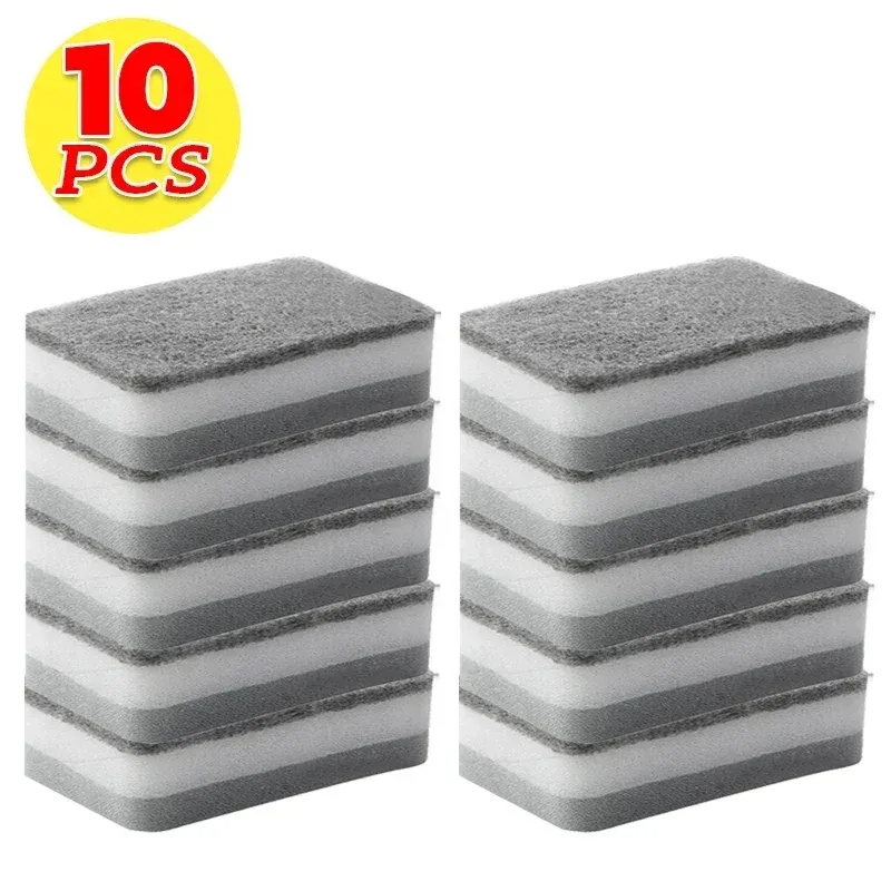 Éponges magiques réutilisables double face, lot de 30 + 5 pièces, pour la cuisine, casseroles et vaisselle, tampons à récurer et brosse de nettoyage 13