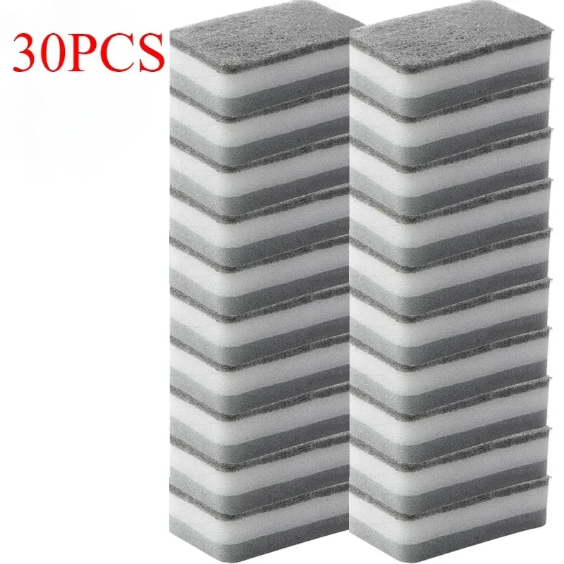 Éponges magiques réutilisables double face, lot de 30 + 5 pièces, pour la cuisine, casseroles et vaisselle, tampons à récurer et brosse de nettoyage 11