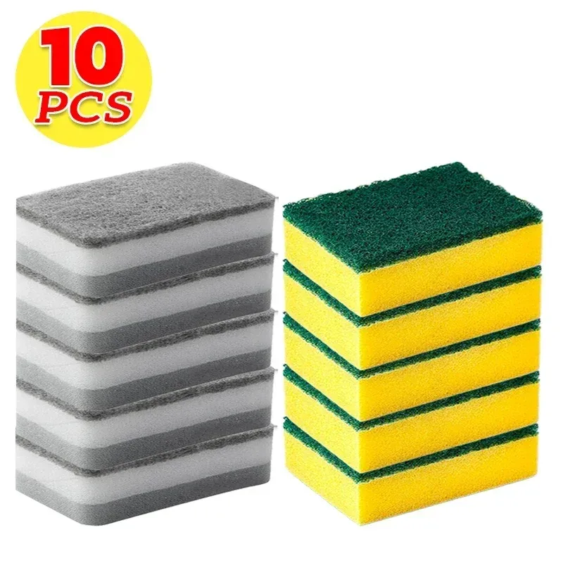 Éponges magiques réutilisables double face, lot de 30 + 5 pièces, pour la cuisine, casseroles et vaisselle, tampons à récurer et brosse de nettoyage 12