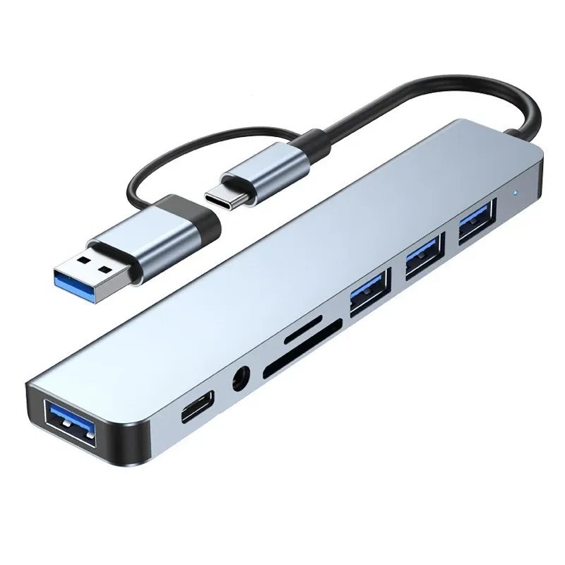 Station d'accueil USB 8 en 2 avec lecteur de carte SD/TF et adaptateur USB-C vers USB OTG pour tablette, smartphone et ordinateur 7
