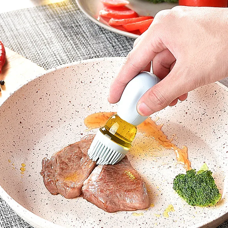 Bouteille d'huile de cuisine portable avec brosse en silicone, contrôle du dosage et vaporisateur pour barbecue, distributeur d'huile de cuisson 6