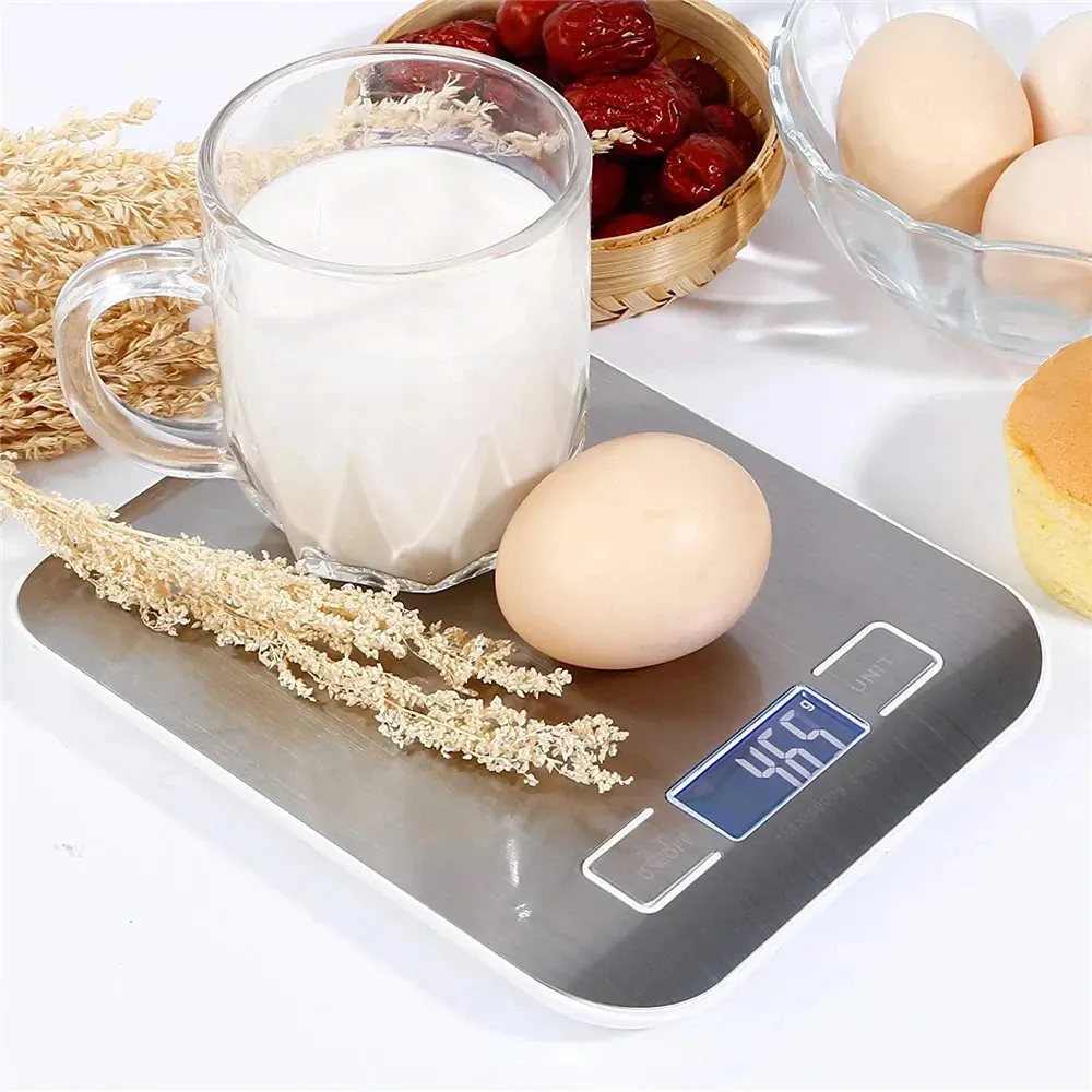 Balance de cuisine numérique haute précision en acier inoxydable, rechargeable par USB, de 1 g à 10 kg 2