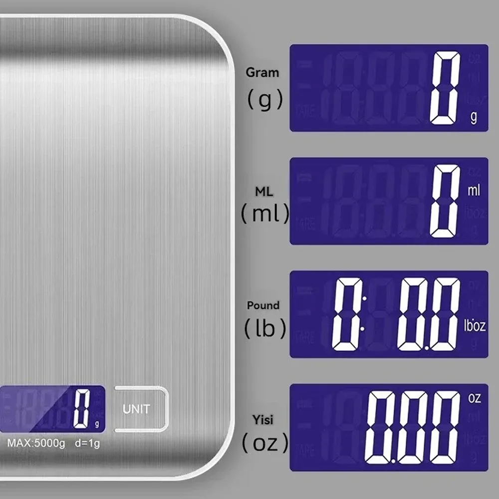 Balance de cuisine numérique haute précision en acier inoxydable, rechargeable par USB, de 1 g à 10 kg 6