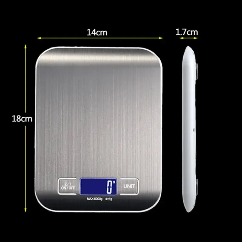 Balance de cuisine numérique haute précision en acier inoxydable, rechargeable par USB, de 1 g à 10 kg 8