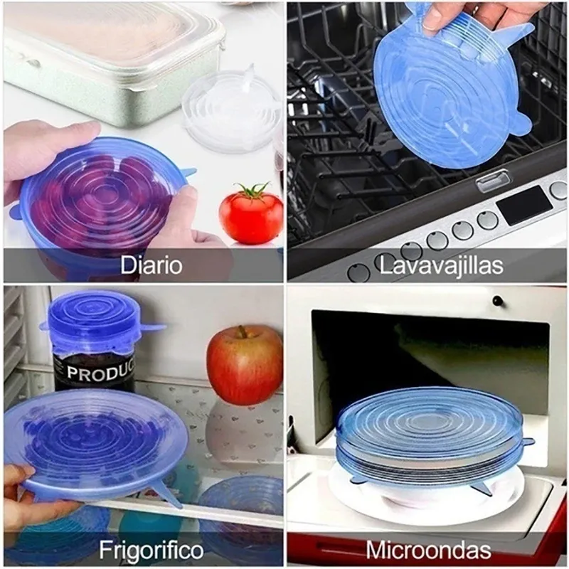 Lot de 6, 12 ou 24 couvercles alimentaires extensibles en silicone, réutilisables et hermétiques pour la conservation des aliments 5