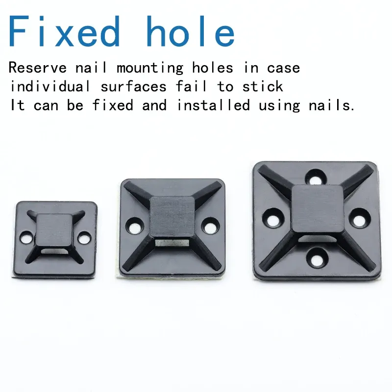 Pinces de fixation de siège, base d'attache de câble auto-adhésive, lot de 100 pièces, accessoires de câblage, support d'attache à fermeture éclair blanche, support mural pour fil, 2 cm x 2 cm 4