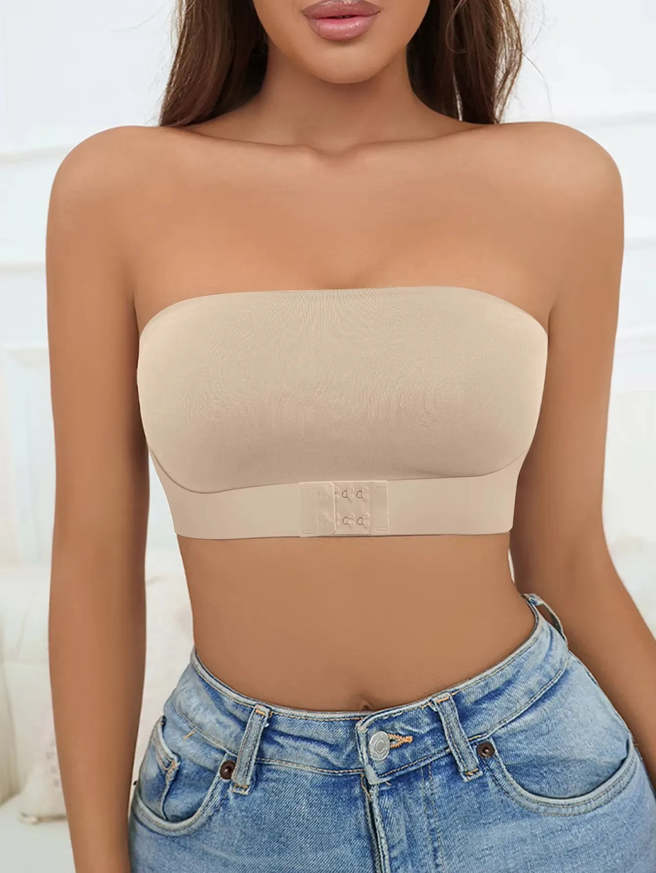 Soutien-gorge sans bretelles, sans rembourrage et sans couture à fermeture avant, confortable et lisse 4