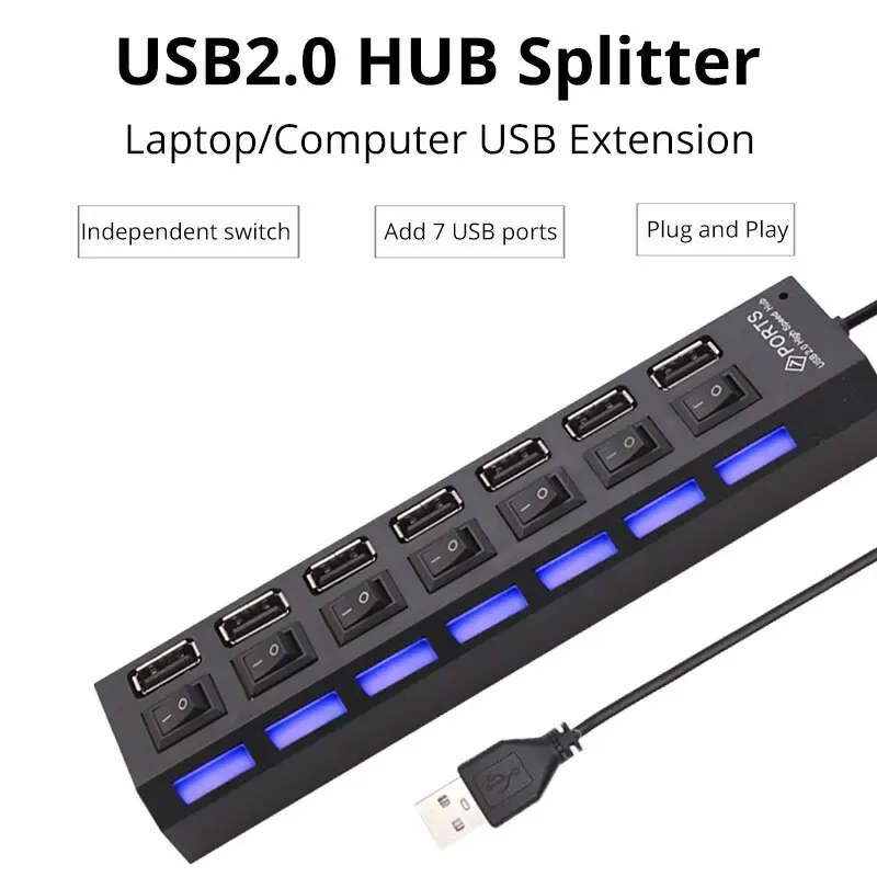 Hub USB à sept ports, vue d'ensemble