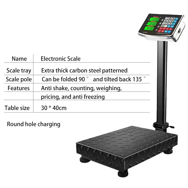Balance électronique pliable en acier inoxydable, vue d'ensemble