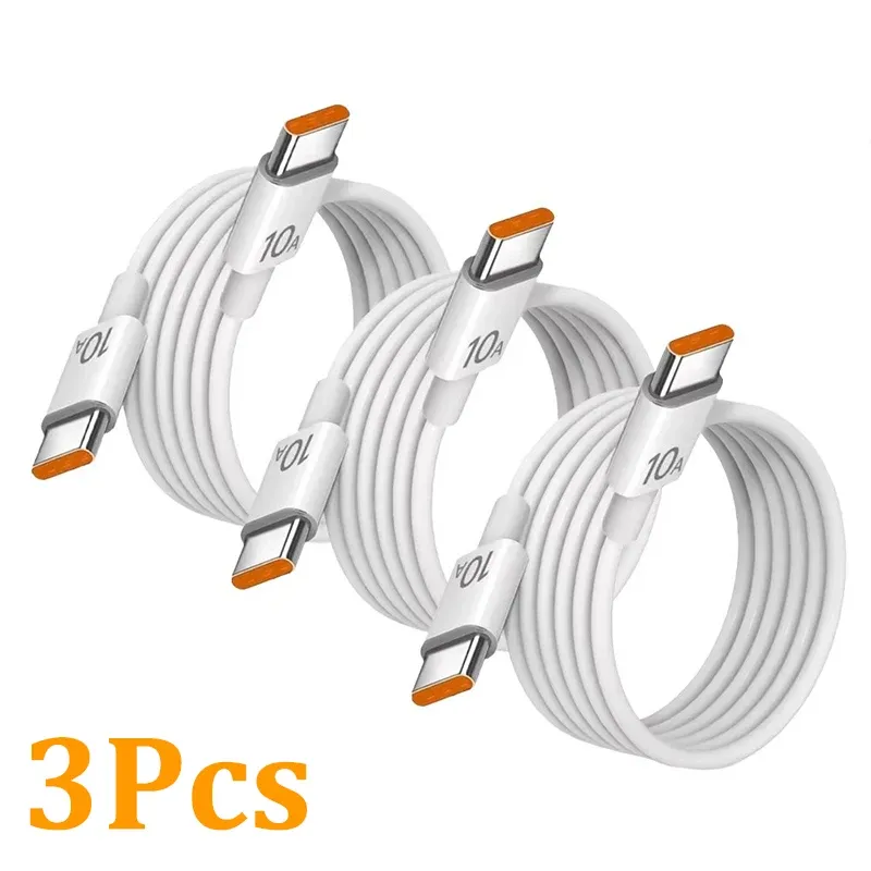 Câble USB-C vers USB-C 120W charge ultra rapide 10A, lot de 3, avec transfert de données haute vitesse, compatible iPhone, Samsung et Xiaomi 7