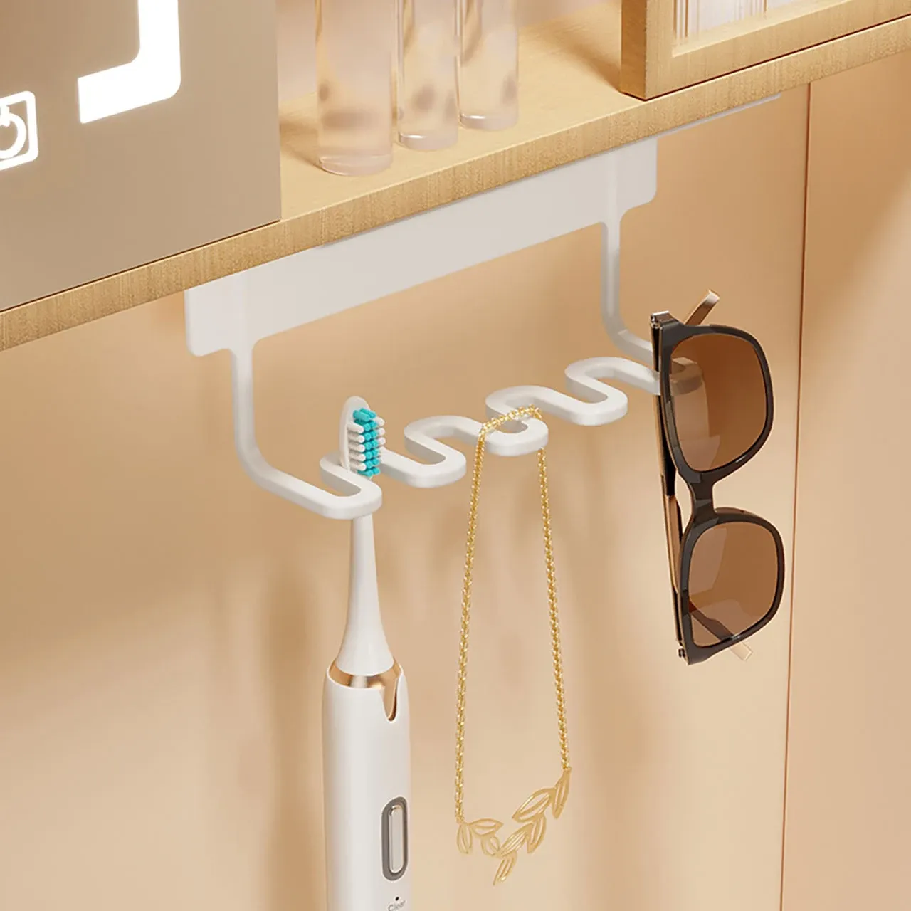 Porte-brosses à dents mural à 4 fentes, organisateur auto-adhésif pour salle de bain, support de rangement pour rasoirs 4