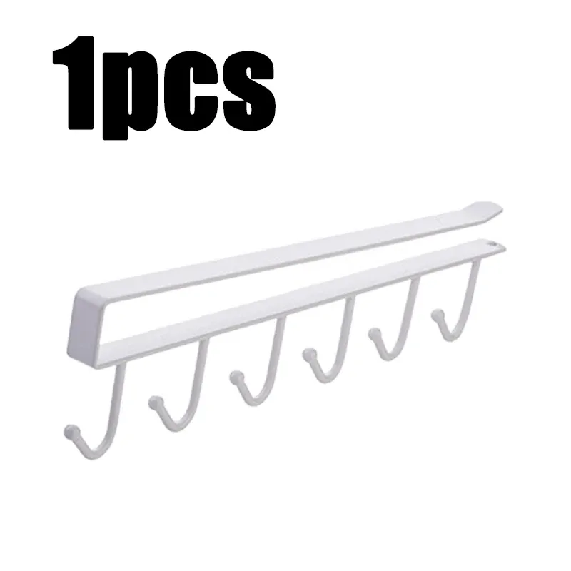 Crochets de rangement sans perçage (lot de 1, 2 ou 3) - 6 crochets pour armoire, cuisine et salle de bain, organisateur suspendu pour garde-robe, support pour gobelets 10