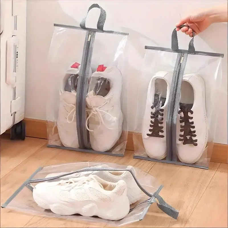 Sacs à chaussures transparents et imperméables (lot de 1 ou 10), solution de rangement pour chaussons, baskets et sandales, pour la maison et les voyages