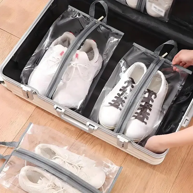 Sacs à chaussures transparents et imperméables (lot de 1 ou 10), solution de rangement pour chaussons, baskets et sandales, pour la maison et les voyages 3